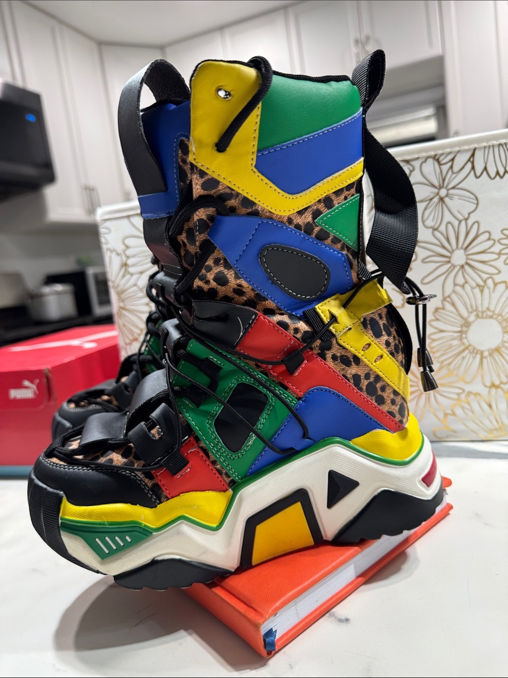 Anthony Wang boot Kids Multi-Color Leopard Print High-Top Sneakers